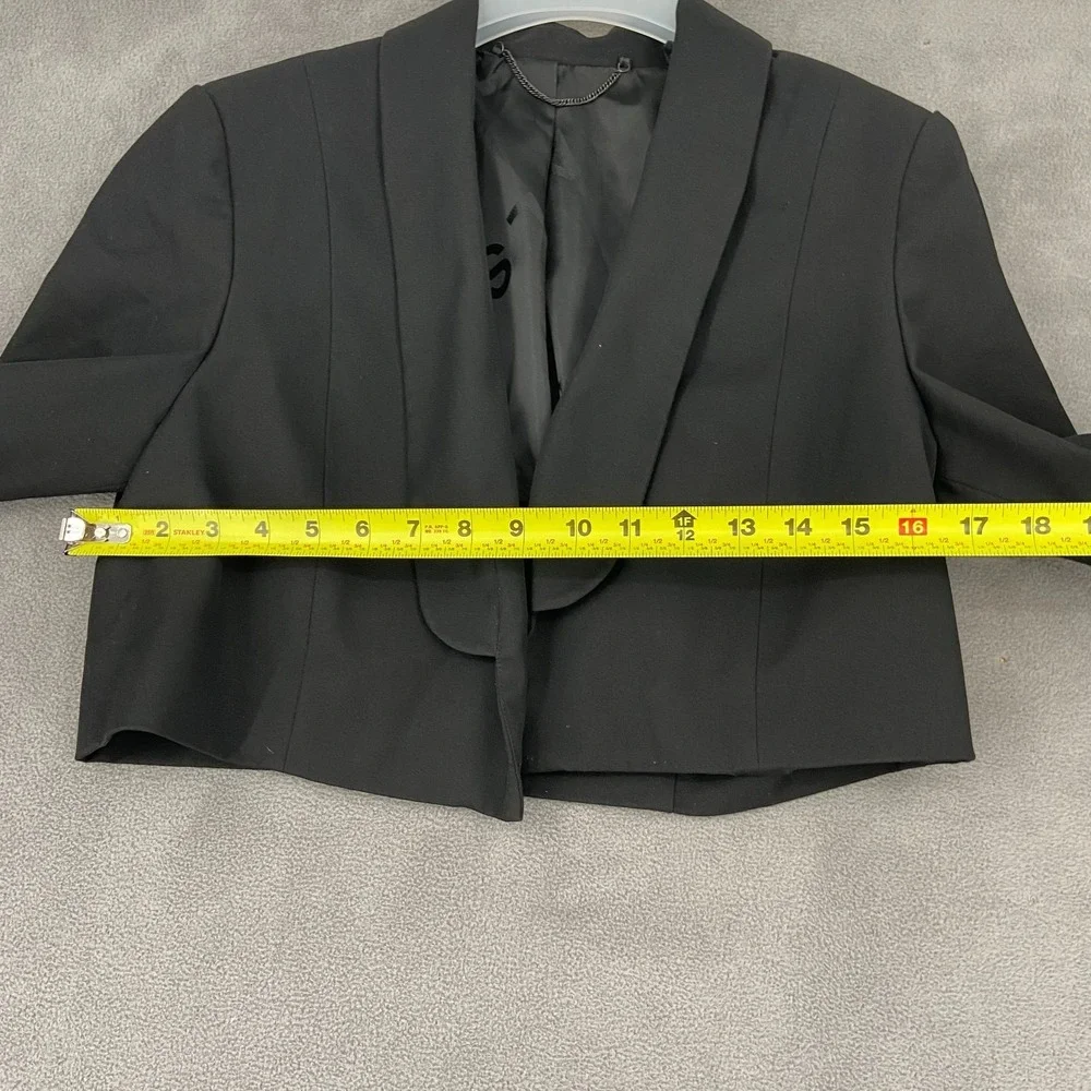 AllSaints Cropped Blazer Jacket Women's 6 Black Formal Shawl Collar Open Front - Picture 7 of 10